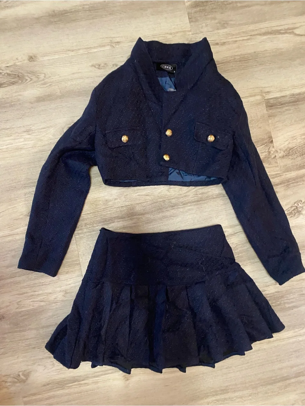 Cider Navy Tweed Skirt Set - Elegant Women's Two-Piece -NWOT never worn